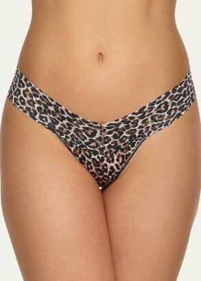 Leopard-Print Lace Low-Rise Thong