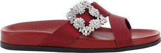 Chilanghi Satin Buckle Embellished Flat Mules