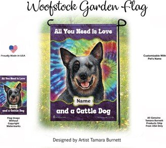 All You Need Is Love & A Australian Cattle Dog Blue Tick Woofstock Garden Flag. | Can Personalize With Pets Name