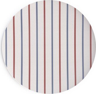 Salad Plates: Baseball Ball Stitch Ticking Stripe On Soft Gray Salad Plate, Beige