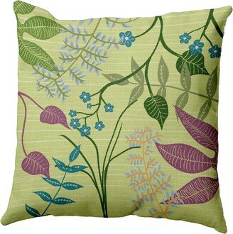 Botanical 16 Inch Bright Green Decorative Floral Throw Pillow