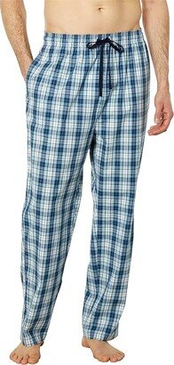 Plaid Poplin Sleep Pants (Sail White) Men's Clothing