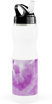 Photo Water Bottles: Watercolor Texture - Purple Stainless Steel Water Bottle With Straw, 25Oz, With Straw, Purple