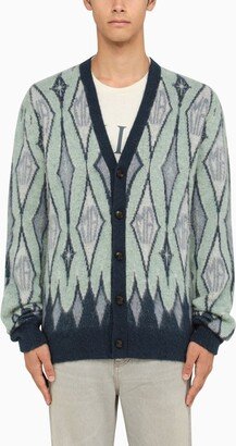 Blue argyle cardigan-AA