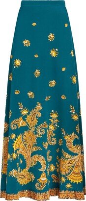 Baroque-Print Long Skirt