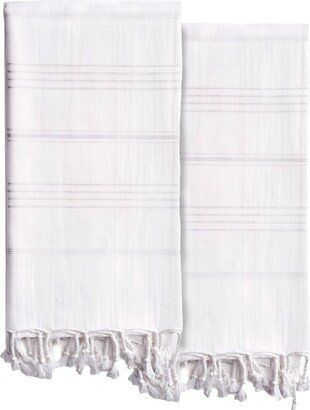 Set Of 2 Summer Fun Turkish Cotton Pestemal Beach Towels-AB