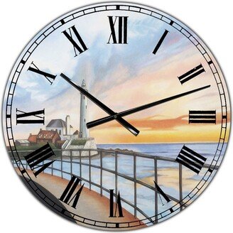 Designart St Mary's Lighthouse Large Nautical & Coastal Wall Clock - 36