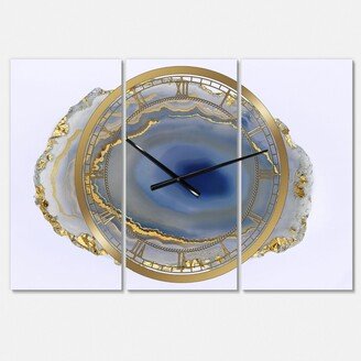 Designart Golden Water Agate Print Large Fashion 3 Panels Wall Clock - 36