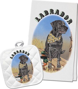 Labrador Black Lab Kitchen Dish Towel & Pot Holder Gift Set