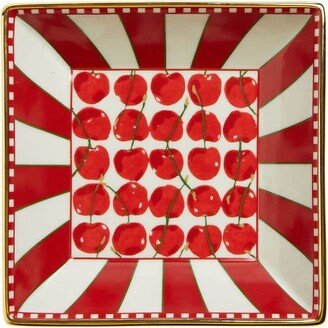 Cherries Avorio-print trinket tray (15x15cm)