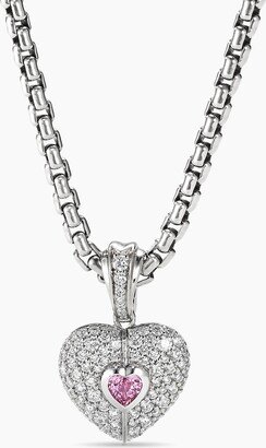 SY Heart Amulet in 18K White Gold with Pav