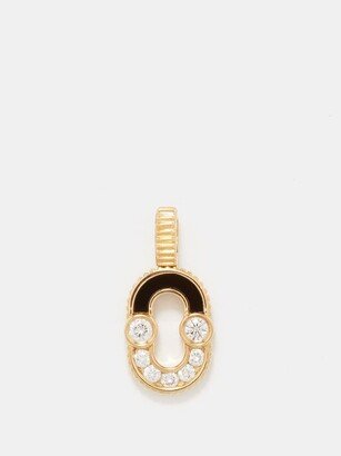 Magnetic Semi Diamond, Onyx & 18kt Gold Charm