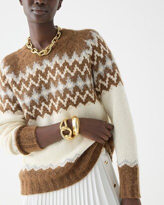 Fair Isle crewneck sweater in brushed yarn