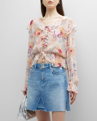 Dorit Floral Silk Ruffle Blouse