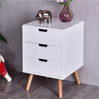 Set of 2 White Side End Table Nightstand Mid-Century Accent Wood Furniture