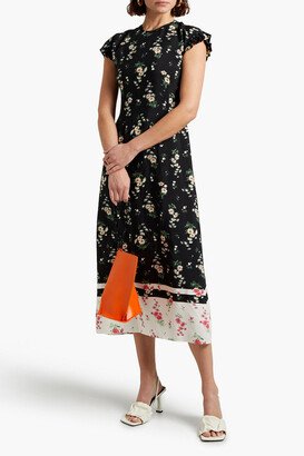 Floral-print crepe de chine midi dress