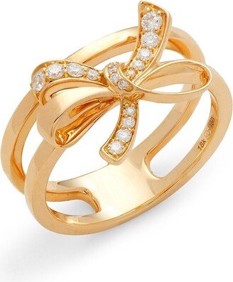 Romance 18K Yellow Gold & 0.17 TCW Diamond Bow Ring