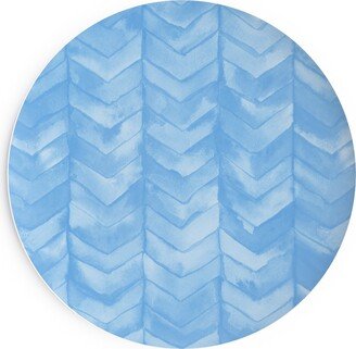 Salad Plates: Watercolor Chevron Salad Plate, Blue