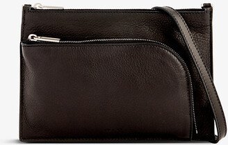 Black Club Zipped Leather Pouch bag