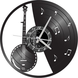 Banjo Wall Clock - Vinyl Record Banjo Gift Records For Decor