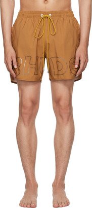 Tan Printed Swim Shorts