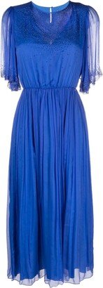 NISSA Crystal-Embellished Silk Midi Dress