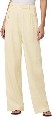 Womens Linen High-Rise Wide Leg Pants