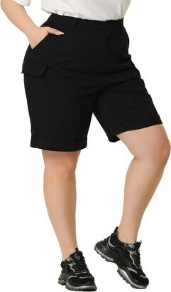 Agnes Orinda Agne Orinda Women' Plu Size Knee Lenth Jogger Pocket Track Cargo Short Black 4X