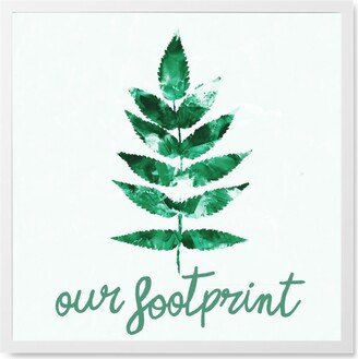 Photo Tiles: Our Footprint Botanical Leaf - Green Photo Tile, White, Framed, 8X8, Green