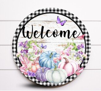 Wreath Sign, Fall Welcome Pastel Pumpkin Sugar Pepper Designs, Sign For