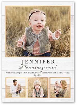 Baby Boy's 1St Birthday Invitations: Elegant One Birthday Invitation, White, 5X7, Standard Smooth Cardstock, Square