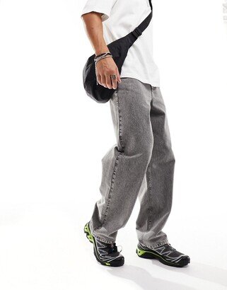 x015 low rise baggy jeans in gray