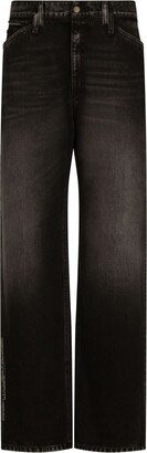 Dolce & Gabbana DGVIB3 Logo-Patch Wide-Leg Jeans