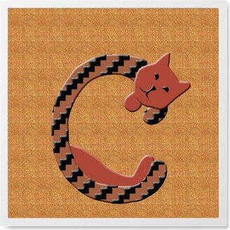 Photo Tiles: Cat Alphabet - C Photo Tile, White, Framed, 8X8, Orange