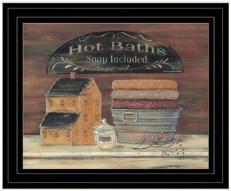 Hot Bath by Pam Britton, Ready to hang Framed Print, Black Frame, 17 x 14