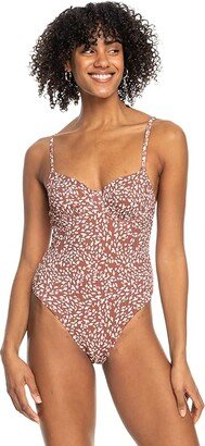 Love The Muse Ribbed One-Piece (Rustic Brown Animalia Dots) Women's Swimsuits One Piece