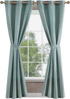 Lola Textured Light Filtering Grommet Window Curtain Panel Pair With Tiebacks Collection