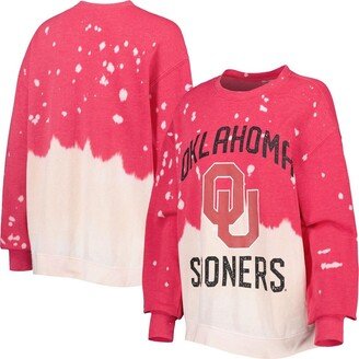 Women's Gameday Couture Crimson Oklahoma Sooners Twice As Nice Faded Dip-Dye Pullover Sweatshirt