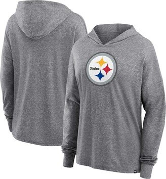 Women's Branded Heather Gray Pittsburgh Steelers Cozy Primary Pullover Hoodie