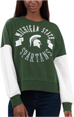 Women's G-iii 4Her by Carl Banks Green, White Michigan State Spartans Team Pride Colorblock Pullover Sweatshirt - Green, White