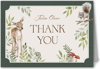 Thank You Cards: Lovely Woodland Thank You Card, Green, 3X5, Matte, Folded Smooth Cardstock