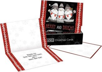 12ct 'Merry & Bright' Gnomes Petite Boxed Holiday Greeting Card Pack