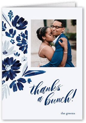 Thank You Cards: Flower Bunch Thank You Card, Blue, 3X5, Matte, Folded Smooth Cardstock