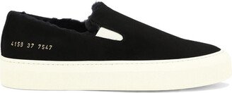 Slip-ons with shearling inserts