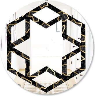 Designart 'Gold Retro 80s' Printed Modern Round or Oval Wall Mirror - Hexagon Star