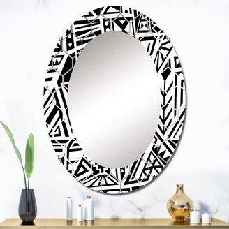 Designart 'Monochrome Triangular Ethnic Boho Geometrics' Printed Modern Wall Mirror