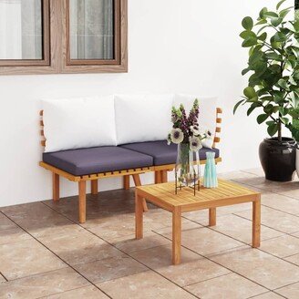 Patio Lounge Set with Cushions Solid Acacia Wood