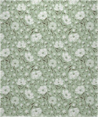 Fleece Photo Blankets: Charlotte Floral - Sage Blanket, Fleece, 50X60, Green