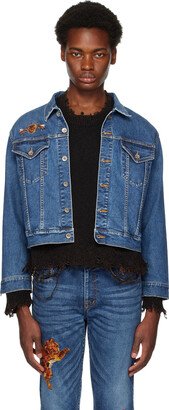 Blue Embroidered Denim Jacket