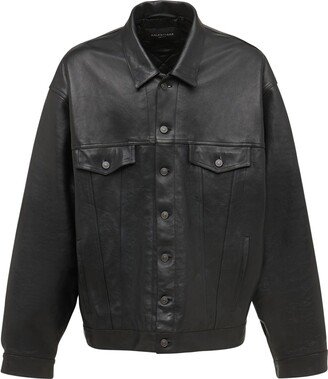 Denim-style leather jacket
